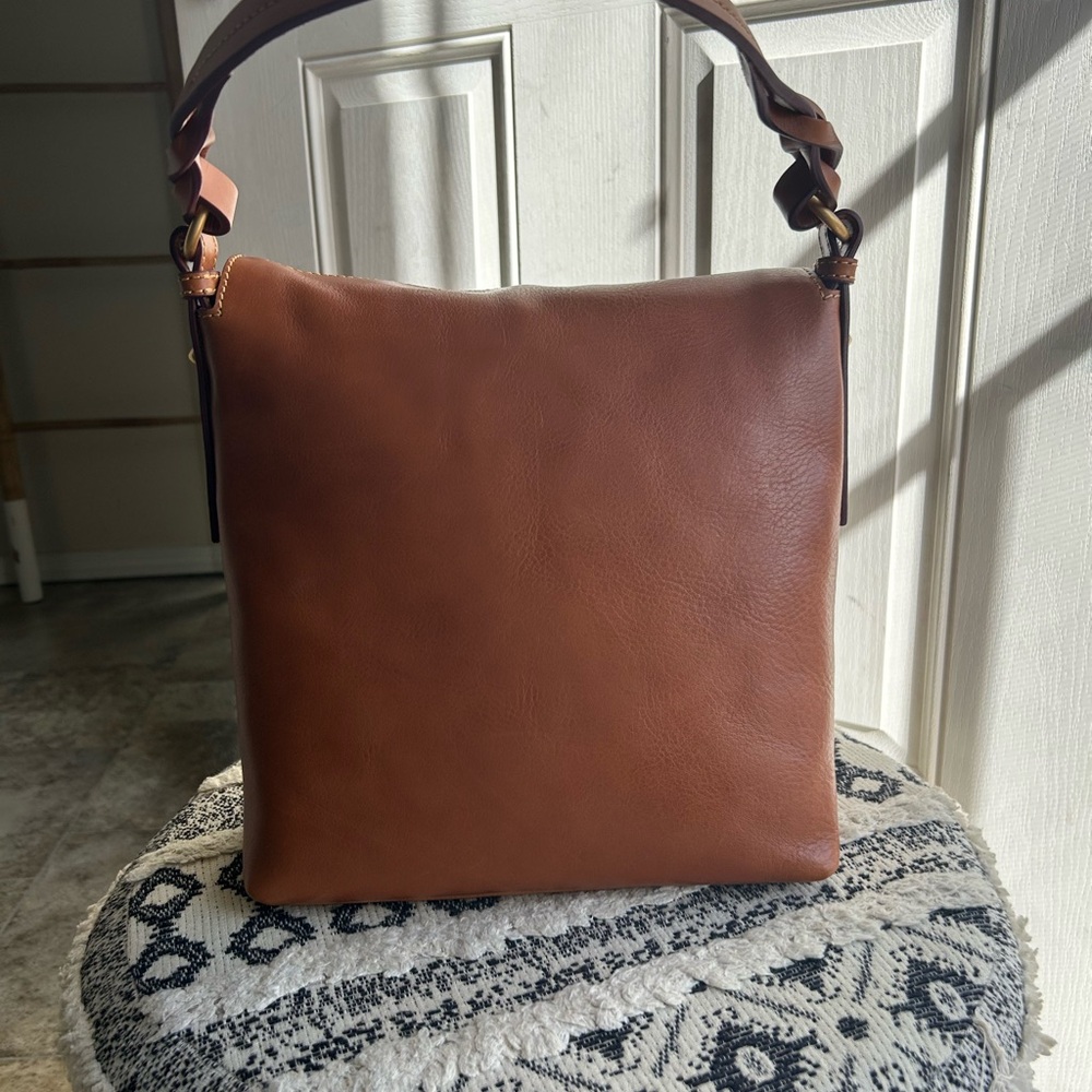 Dooney & Bourke Brown Leather Hobo Bag - Picture 3 of 16